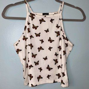 RUE 21 Cropped Neck Tank w/ Butterflies